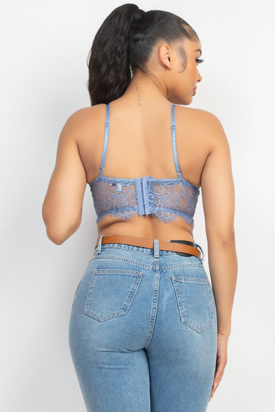 Hook-and-Eye Floral Lace Bralette Top
