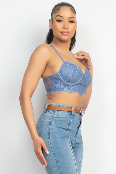 Hook-and-Eye Floral Lace Bralette Top